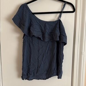 Abercrombie Elegant Navy Blue One-Shoulder Top. Never worn. Size Medium